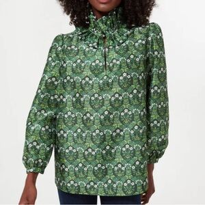 Tuckernuck Dandelion Daze Bouvier Green Blouse Top Ruffled Collar L